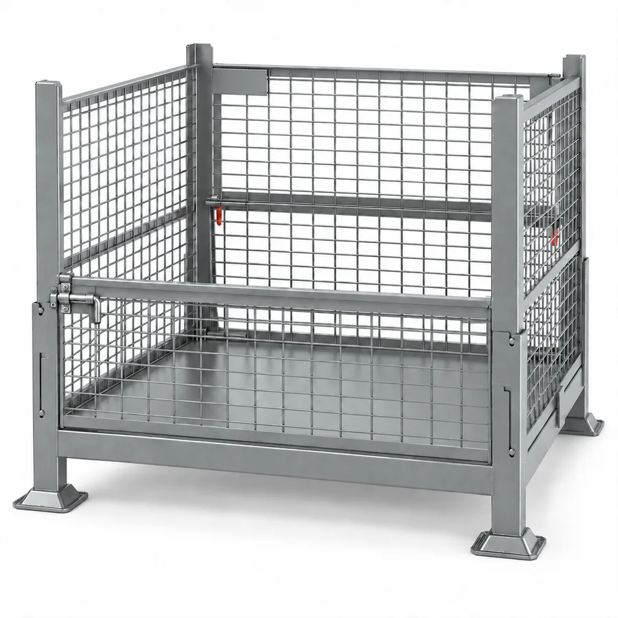 Collapsible Drop Gate Wire Mesh Container 3